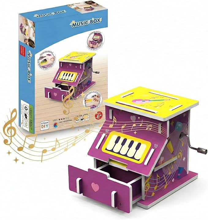 STEM DIY Mechanical Music Box Building Kit for Kids Aged 6+ - Educational Hands-on Toy, Assemble Your Own Sound Box, Creative Science Experiment Gift Idea