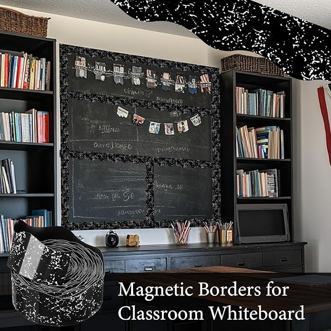 Tellegloww 36 ft Scalloped Magnetic Border Magnetic Border for Whiteboard Bulletin Board Borders Reusable Rolled Borders Trim for Office Chalkboard(Composition Notebook)