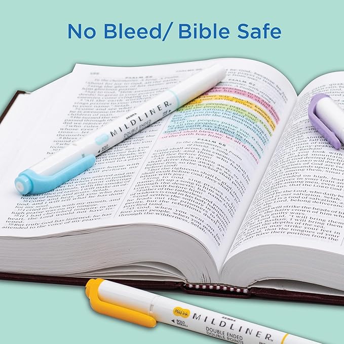 Zebra Pen Mildliner Dual-Tip Highlighter Marker Set, Broad and Fine Point Tips, No Bleed, Ideal for Bible Highlighting, Journaling & Note-Taking, Assorted Neutral & Gentle Ink Colors, 10-Pack (78701)