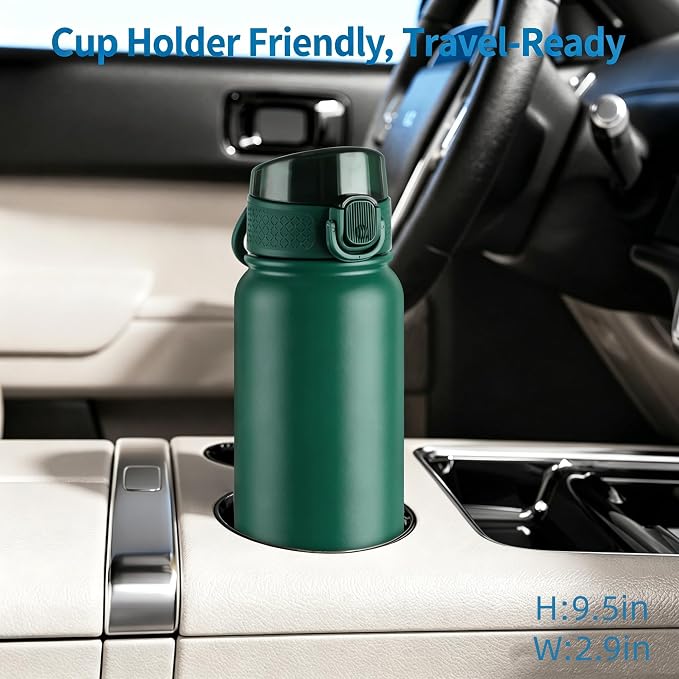 GOPPUS Insulated Water Bottle 20oz Stainless Steel BPA-Free Sports Bottle Ideal for School and Travel Silicone Spout Lid Prevents Leaks, Sweat, and Dust (Army green)
