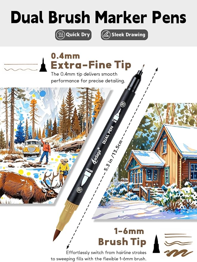 120 Colors Dual Brush Markers, Fine and Brush Tips Numbered Pens with App, for Adults, Coloring Book Bullet Journaling Note Taking Planner Hand Lettering Calligraphy Drawing Art Supplies Kit