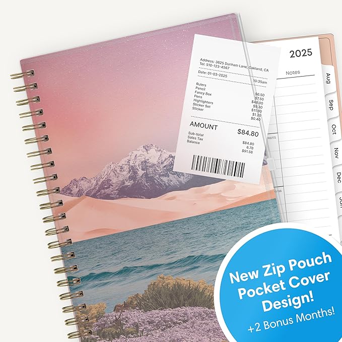 Blue Sky 2025-2026 Weekly and Monthly Academic Year Planner Calendar, July 2025 - June 2026, 5" x 8", Flexible Cover With Zip Pouch, Wirebound, Storage Pocket, Enough to Believe