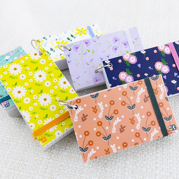 BAZIC Products Index Cards 3x5 Inches, Index Cards with Ring, Cute Floral Poly Cover, White Ruled, 100 Count, Flash Cards Notecards for Studying Learning Student School College Office, 24-Pack