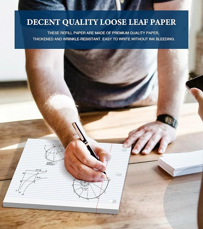 400 Sheets College Ruled Loose Leaf Paper, 3 Hole Punch Paper 8 x 10.5, Notebook Paper, 8 * 10.5 Filler Paper for 3 Ring Binders, Lined Paper College Ruled, Writing Paper With Lines