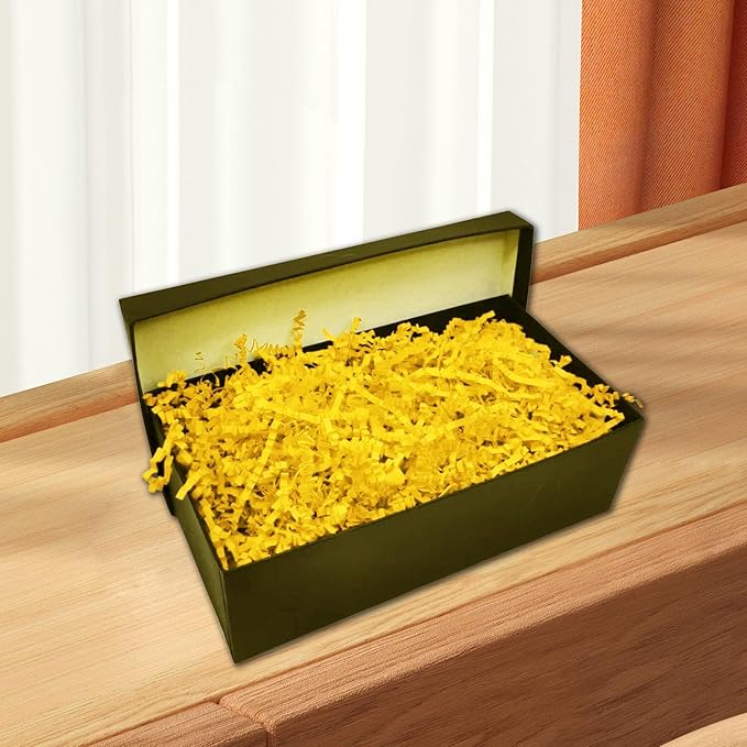 Tisspoms 1LB Lemon Yellow Crinkle Cut Paper Shred Filler, Paper Shreds for Basket Fillers, Birthday, Gift Wrapping, Anniversary, Wedding, Halloween, Thanksgiving, Christmas Gift Decor Party Filler