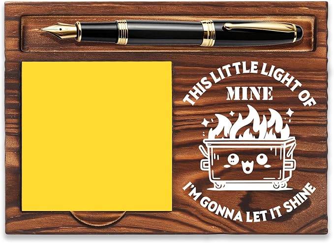 FOUGSTA Funny Office Gifts for Work Bestise, Gag Office Present for Bestise, Decor Gifts for Work Friend,Wooden Notepad Pen Holder With Funny Quotes,16.5 x 12 x 1.5 cm,XXN15