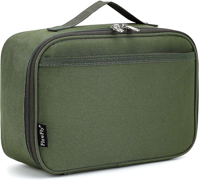 FlowFly Kids Lunch box Insulated Soft Bag Mini Cooler Back to School Thermal Meal Tote Kit for Girls, Boys, Green