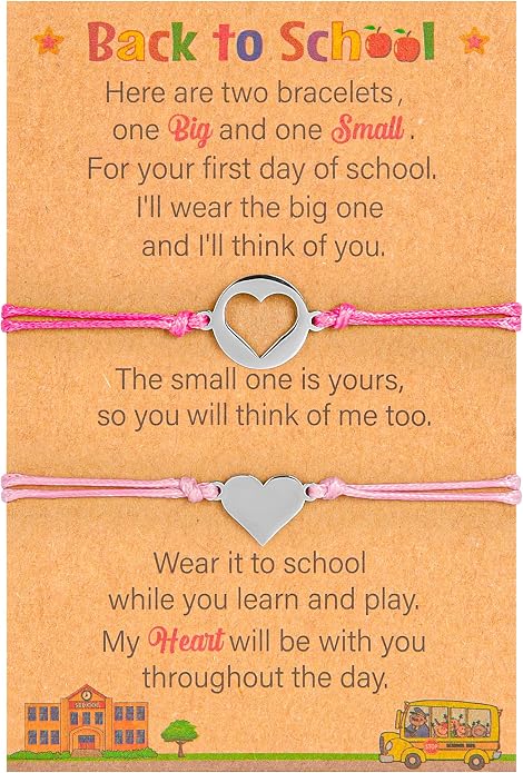 EOBOH Back to School Supplies, Back to School Bracelet Mommy and Me, Prek Matching Wish Bracelets Set, Adjustable Bracelet for Boys Girls Gifts Stuff Bulk
