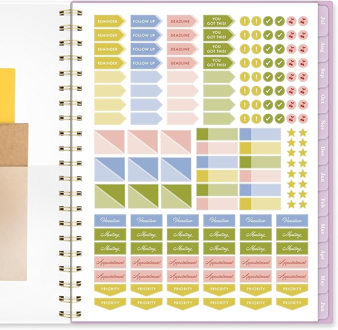 Cambridge Planner 2026-2027 Weekly & Monthly Academic 12-Month July-June, 8-1/2" x 11", Cherrywood Lane, Peony Lace (CL18-905A)