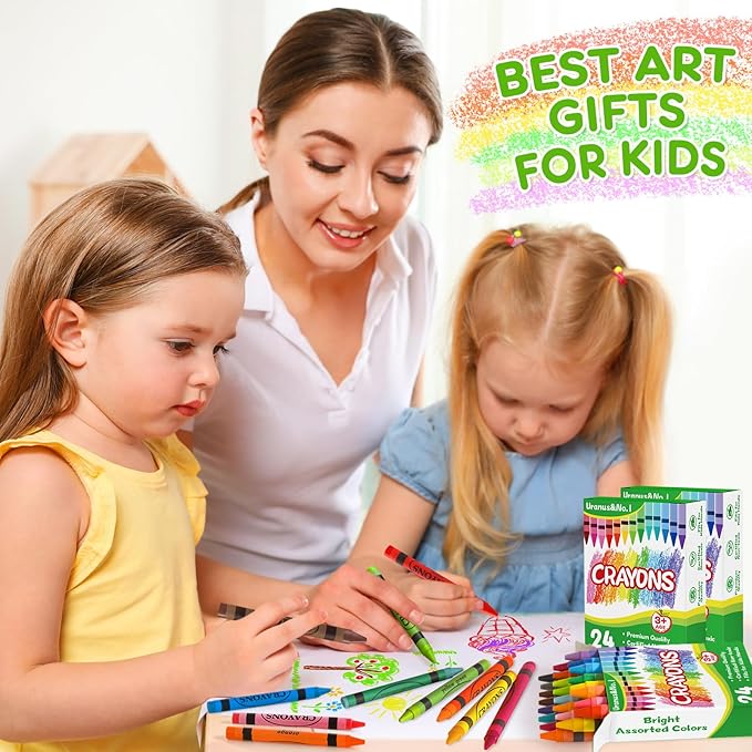 Crayons Bulk 24 Count, 48 Individual Boxes of 24 Assorted Colors for Kids 4-8, Classroom Crayons for Preschool Kindergarten & Toddlers, Non Toxic Back to School Supplies Stocking Stuffers Party Favors