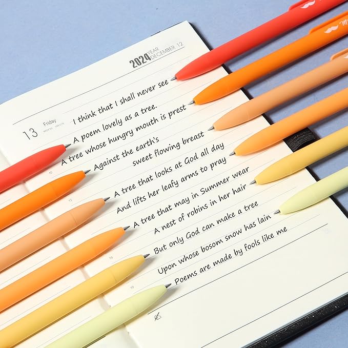 Mr. Pen- Retractable Gel Pens, 12 Pack, Black Ink, Summer Morning Barrel, Fine Point 0.5mm, Fast Dry, Smooth Writing, Cute Pens for Drawing, Writing Planner and School Supplies