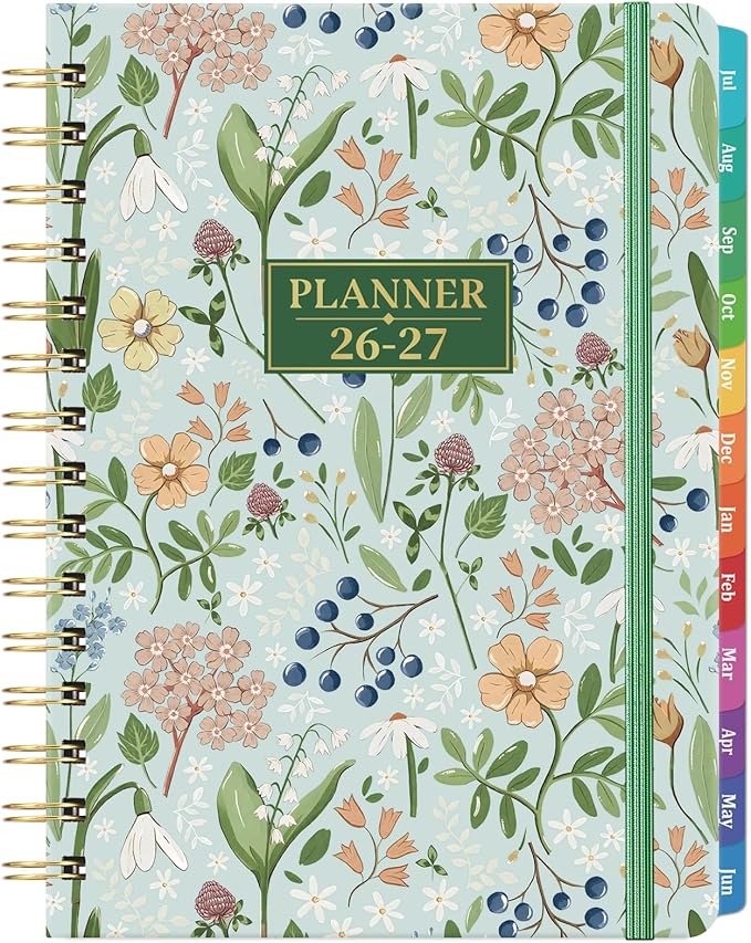 2026-2027 Academic Planner - Planner 2026-2027 from July 2026 - June 2027 with To-Do List, 6.3'' x 8.4'', Strong Twin-Wire Binding, Inner Pocket, Elastic Closure - Green