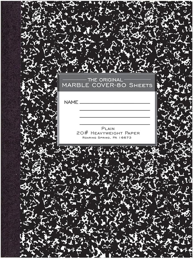 ROARING SPRING Signature Collection Composition Notebook, Hardcover, Unruled 20# Premium Plain Paper, 80 Sheets/160 Pages, 10.25" x 7.88", Made in USA