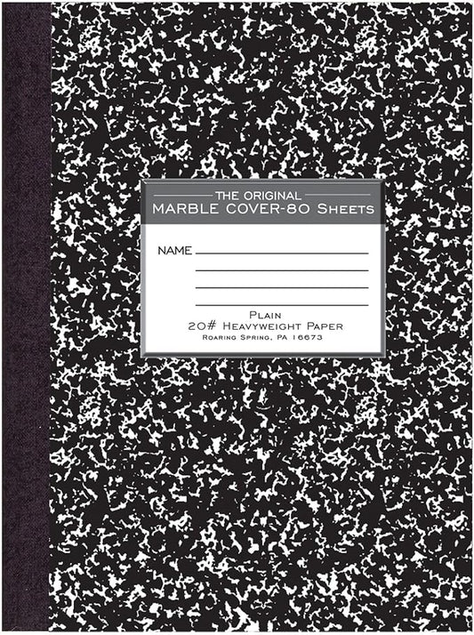 ROARING SPRING Signature Collection Composition Notebook, Hardcover, Unruled 20# Premium Plain Paper, 80 Sheets/160 Pages, 10.25" x 7.88", Made in USA