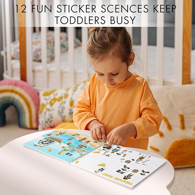 ZICOTO Fun Sticker Book for Toddlers 2-4 Years - Perfect Kids Activity Book with 500+ Beautiful Stickers & 12 Themes for Entertaining Boys & Girls 4-8 While Traveling - Incl. Coloring Pages