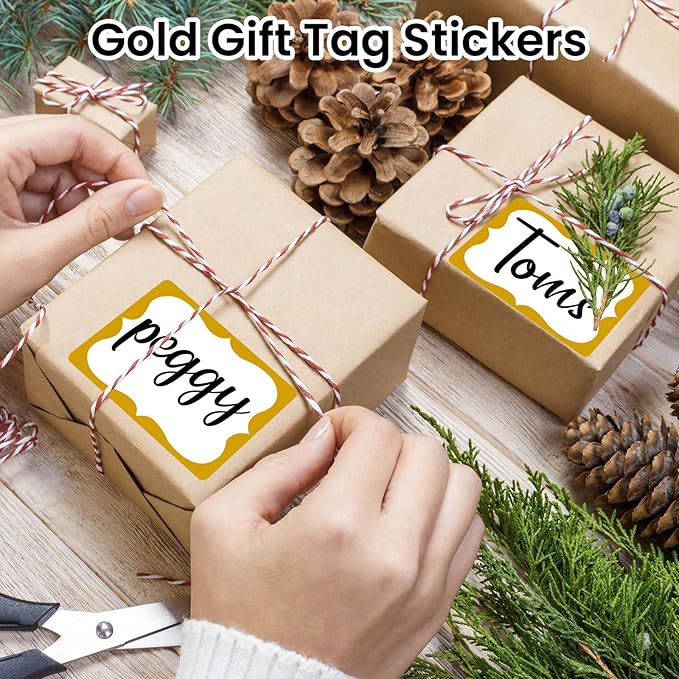 2-1/2"x 3-3/4" Large Gold Name Tag Stickers, 200 Pcs Blank Nametags Stickers, Adhesive Name Tags Sticker with Gold Border Name Badges Labels for School, Office, Home, Party, Conferences, New Year