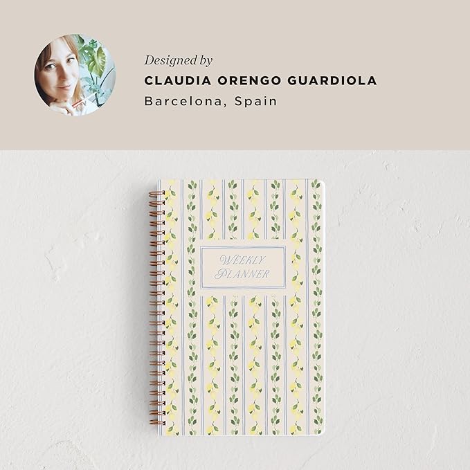 Minted Limoncello 2026 Weekly & Monthly Undated Planner, 5.5" x 8.5" Lemon Vine Spiral Bound Planner Notebook, 132 Pages, Undated Monthly & Weekly Layouts with 2026–2027 Reference Calendars