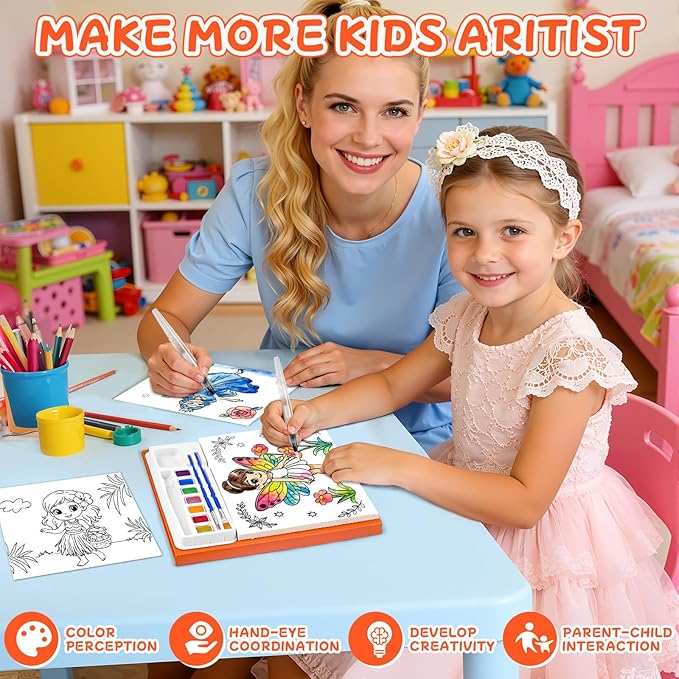 CHICAUP Paint with Water Coloring Books for Kids, Mess Free Watercolor Painting Kit Painting Activity for Kids Ages 3-5 4-8, Arts Crafts Drawing Gift Toy for Boy Girl
