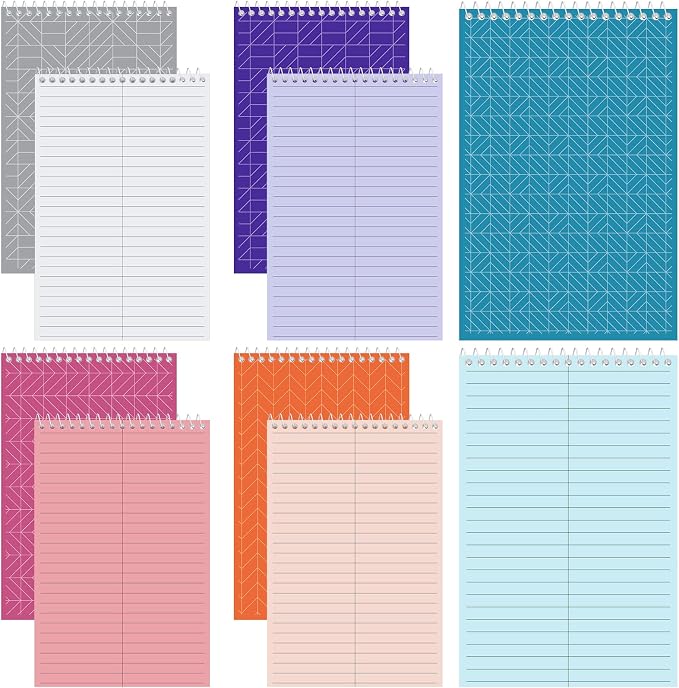 Lincia Top Spiral Steno Pads 6'' x 9'' Gregg Rule Inner Paper Steno Books Notebook Writing Pad for Note Taking in Office, University, College, Work(Colorful,10 Pcs)