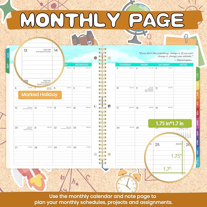 Student Planner 2026-2027 - Academic Planner 2026-2027, Aug. 2025 - Jun. 2026, 8.5'' x 11'', School Planners with Stickers, Week's Goals, Tabs and 3-Hole Punched, Good For Academic Year