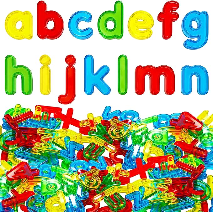 Bbiamsleep 78 Pcs Plastic Lowercase Letters, Colorful Transparent Letters Light Table Manipulatives for Sorting Counting Training Spelling