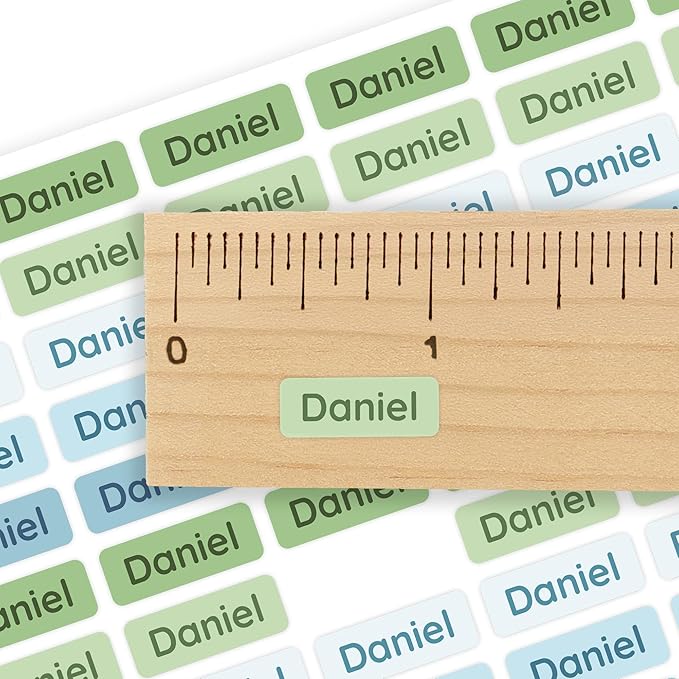 Mini Name Labels (175) - Custom Personalized Name Labels for Labeling Tiny Items, Washer and Dryer-Safe Waterproof Labels for Daycare, Preschool, and School - Aqua