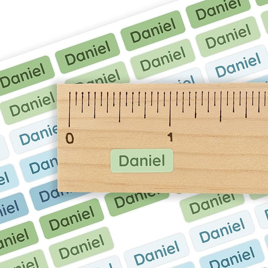 Mini Name Labels (175) - Custom Personalized Name Labels for Labeling Tiny Items, Washer and Dryer-Safe Waterproof Labels for Daycare, Preschool, and School - Aqua