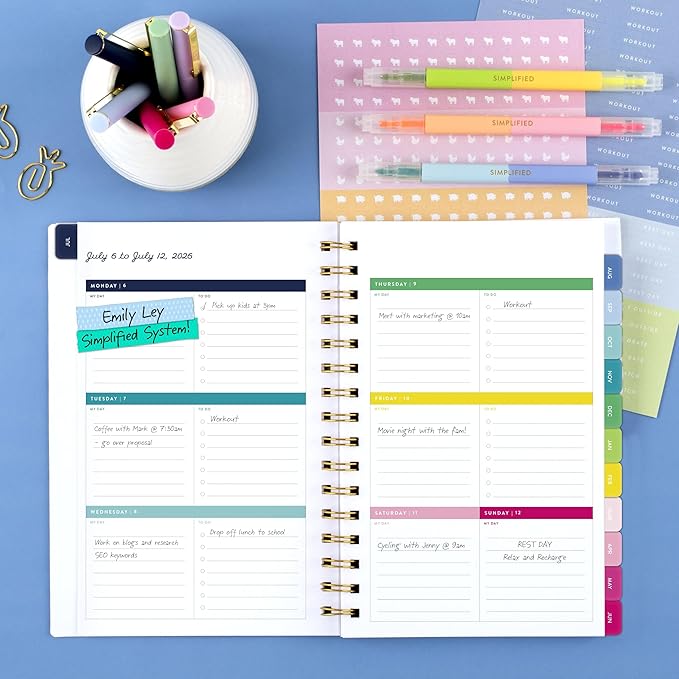 AT-A-GLANCE Planner 2026-2027 Weekly & Monthly Academic 12-Month July-June, 5-1/2" x 8-1/2", Simplified by Emily Ley, Savanna Blooms (EL50-200A)