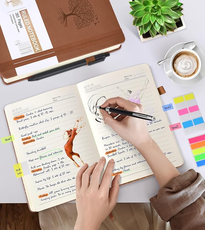 Lined Journal Notebook -365 Pages A5 Thick Journal for Writing Men Women, College Ruled Notebook, Hardcover Leather Journal, Daily Notebook for Work, Note Taking,100Gsm Paper ( 5.75'' X 8.38'' Brown)