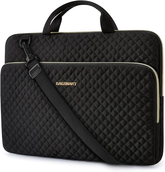 BAGSMART 15.6 Inch Laptop Sleeve Case Compatible with MacBook Pro 16 Inch,15.6 Inch HP,Dell,Acer Aspire,Asus Notebook, Protective Laptop Bag for Women with Shoulder Strap,Pocket,Handle, Black