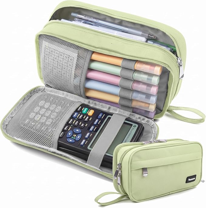 Pencil Case Big Capacity Pen Pouch Large Storage Holder Marker Pen Bag Durable 3 Compartment School Office Desk Organizer Portable Cute Zipper Stationery for Kids Teen Student Boys Girls Adults