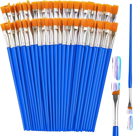 110Pcs Small Paint Brushes Bulk, Flat Top Acrylic Classroom Brush for Kids Mini Paint Brushes for Touch Up Crafts Detail Painting