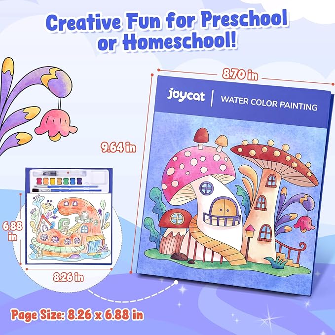 JoyCat Paint with Water Coloring Books for Toddlers, Watercolor Painting Sets for Kids Ages 3-5 4-8, Arts and Crafts Drawing Activities Toy Birthday Gifts for Boys Girls (Magic Playhouse)