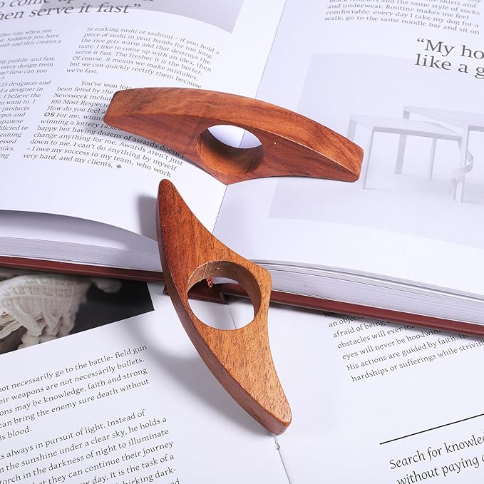 2 PCS Thumb Book Page Holder Wooden Thumb Book Page Spreader for Novel Reading, Readers, Books Lovers, Bookworms, Literary Gifts, Read Accessories