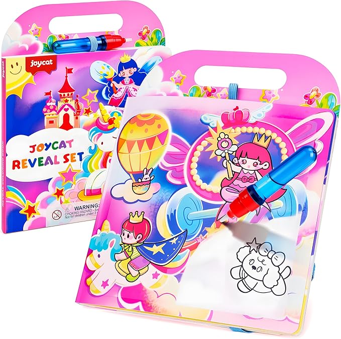 JoyCat Unicorn Water Coloring Book for Toddlers 3-5, Reusable No-Mess Water Painting Book with Water Pen, 13 Activity Pages, Travel Toy Gift for Boys & Girls