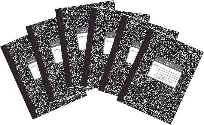 ROARING SPRING Signature Collection Composition Notebook, 6 Books, Hardcover, Unruled 20# Premium Plain Paper, 80 Sheets/160 Pages, 10.25" x 7.88", Made in USA