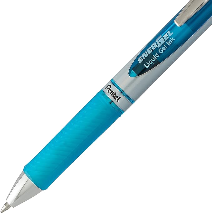 Pentel EnerGel Deluxe RTX Retractable Liquid Gel Pen, Medium Line, Metal Tip, Sky Blue Ink, 2 Pack (BL77BP2S)