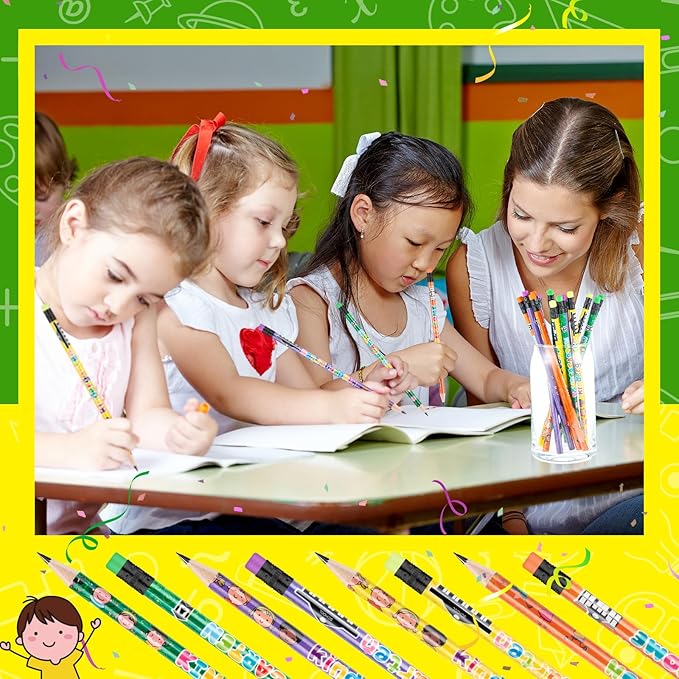 Spakon 100 Pcs Kindergarten Pencils for Kids Girls Cute Kindergarten Pencils Kindergarten Here I Come School Supplies for Classroom Reward Party Favor with Erasers