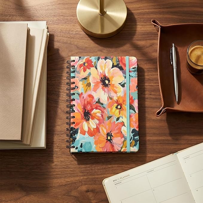 Nextnoid Lined Spiral Notebook Journal For Women & Men - A5(5.8" x 8.3") 170 Pages, Hardcover Notebooks for Work & Note Taking, College Ruled Journals for Writing - Pastel Bloom