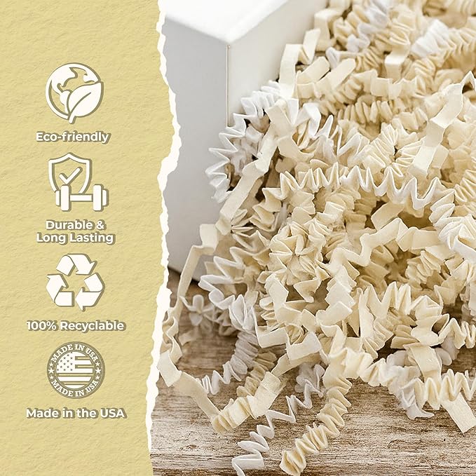 MagicWater Scented Crinkle Cut Paper - 2 oz - Vanilla - Perfect for Shredded Paper Filler, Basket Filler, Gift Boxes, Bridesmaid Gifts, Christmas Stuffers & More – For All Occasions