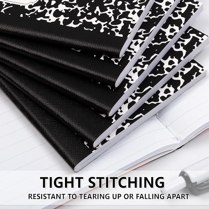 feela Mini Composition Notebook, Cute 30 Pack Black Narrow Ruled Mini Composition Books Bulk, Small Pocket Marble Journal Notebooks for Kids Students College Office, Pocket Size 4.5 x 3.25 in