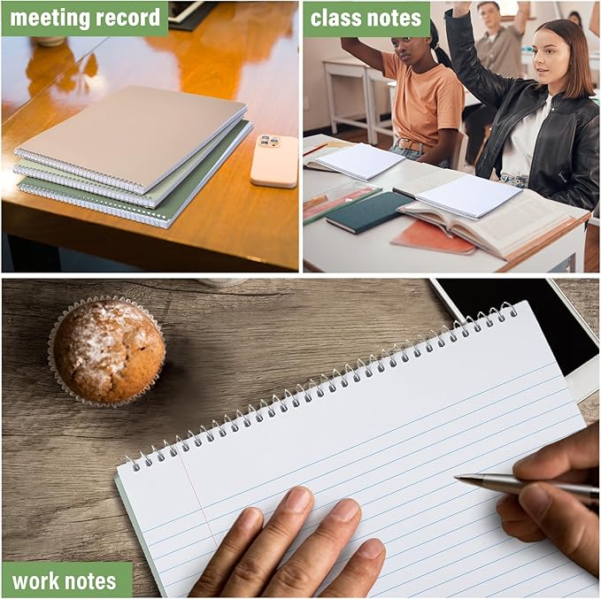 Maitys 12 Pcs Legal Pad Steno Spiral Notebook 8.5 x 11 Inches Top Bound Spiral Pads Hard Cover College Ruled Notepad 70 Sheet Pad Colorful Covers for School Office University Home (Classic Color)