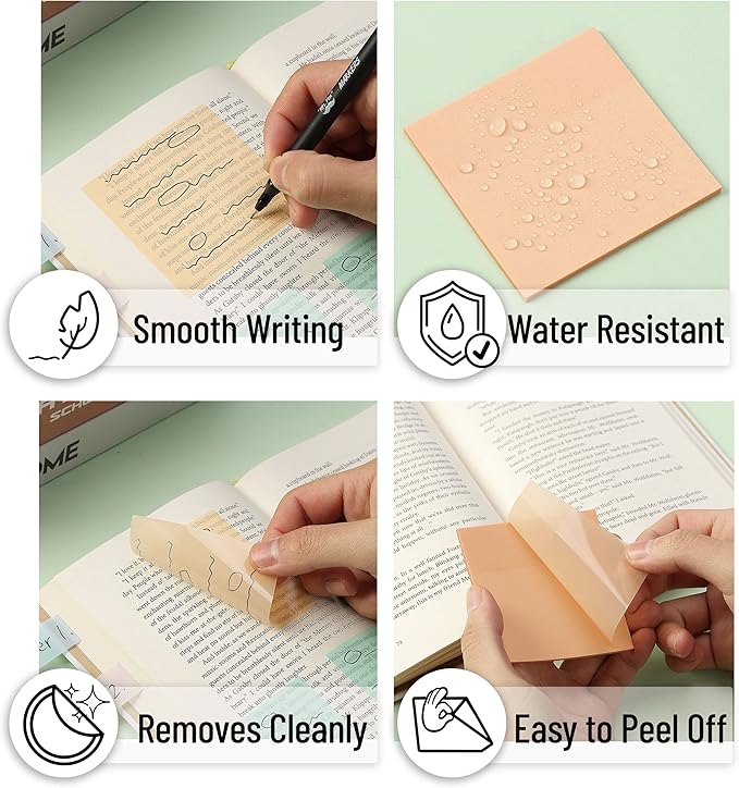 Mr. Pen- Transparent Sticky Notes Set, 200 Sheets, Transparent Sticky Notes and Planner Tabs with Black Fineliner Pen for Bible Study, Office, School, Planning, Journaling & Organization