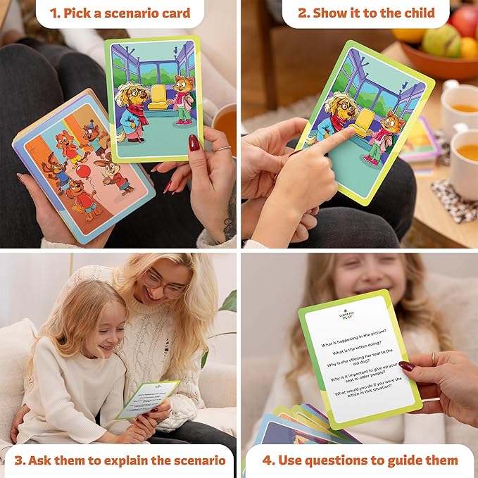 Who What Why Conversation Cards for Kids – Learning Game for Social Skills, Emotional Intelligence & Critical Thinking – Speech Therapy Resources, Sequencing Game & Articulation Materials, Ages 4+