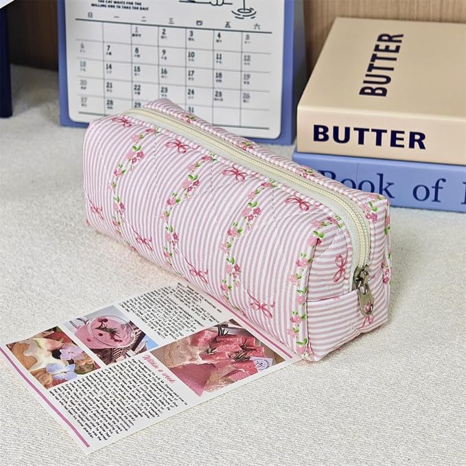 Pencil Case, Pencil Pouch for Women, Pencil Case Small, Pencil Pouch Aesthetic (Cute floral pink)