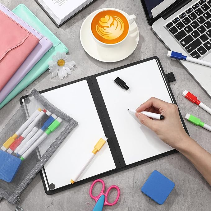 Feifeiya 6 Sides Dry Erase Notebook Portable White Board 9"x6"(a5) Travel Dry Erase White Board Notebook Foldable Anti-ghosting Surface for Office, School, Study, Travel & Business Meeting Planning