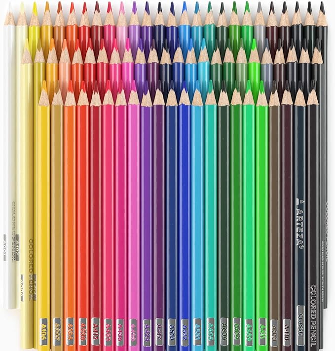 ARTEZA Colored Pencils for Adults, 72 Color Pencils, Triangular Drawing Pencils for Artists, Art Supplies for Illustrating and Sketching