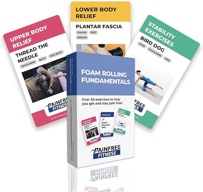 (30+ Cards) Foam Rolling Fundamentals Flashcards, 3x5 in, Fitness Cards for Fast Recovery, Color Coded Workout Cards for Foam Roller Warm Ups & Cooldowns, Bend Resistant, Durable