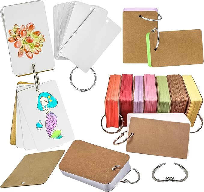 400 Pcs Flash Cards 2x3 Inch Index Cards with Ring Lined Note Card Bood Flashcards, Mini Flash Cards 2x3 Colorful Card Pad Index Note Bood 2x3 Notecards for Studying School Supply College