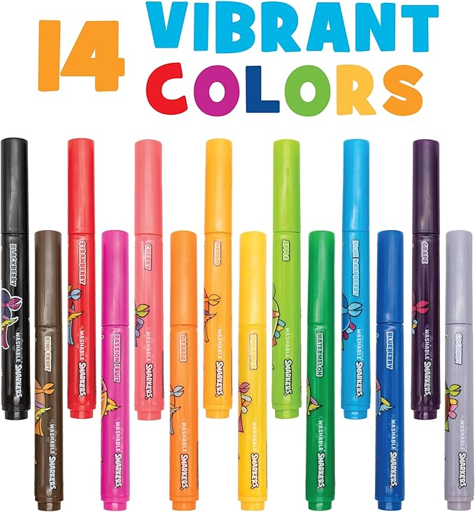 Smarkers - Washable Scented Markers, Assorted Colors, Medium Tip, 14 Count